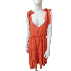 Goodnight Macaroon Women's Small Beachy Tiered Tie Shoulder Mini Flirty Dress‎